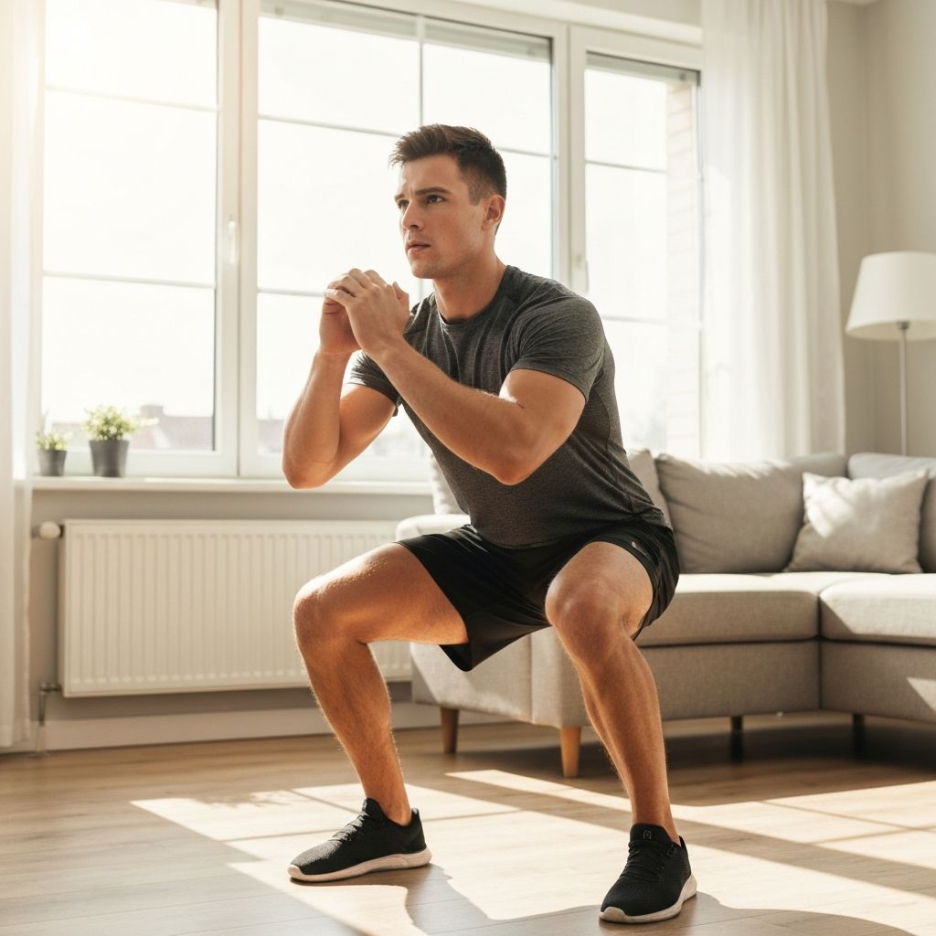 Athlete exercising at home